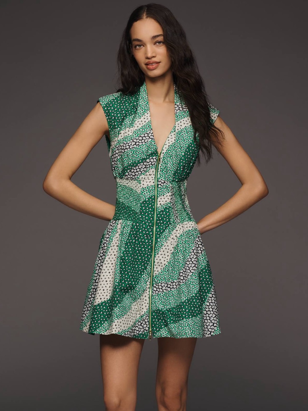 Anthropologie Green Pattern Tommie Mini Dress